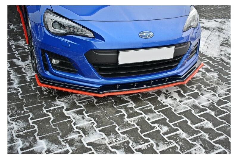 Maxton Design Frontlippe V.4 für Subaru BRZ Facelift Hochglanz schwarz + roter Streifen
