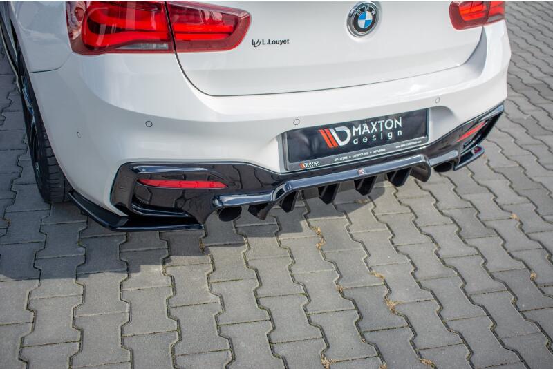 Diffusor Heckansatz Flaps für BMW 1er F20 Facelift M Power Hochglanz schwarz