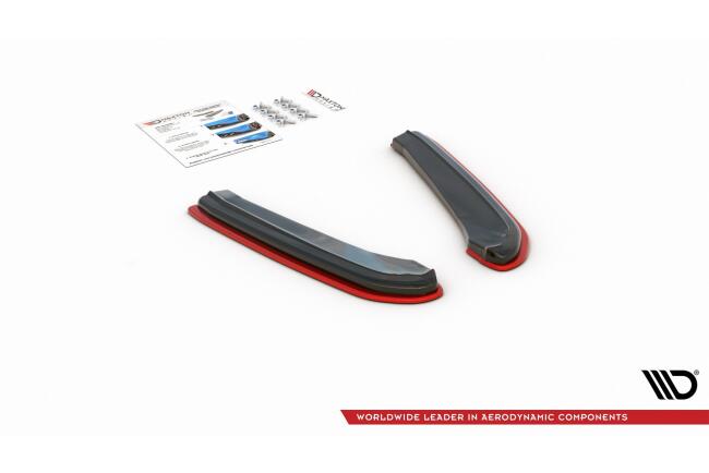 Maxton Design Diffusor Flaps V.2 für Seat Leon 3 (Typ 5F) Cupra ST Facelift Hochglanz schwarz + rote Streifen