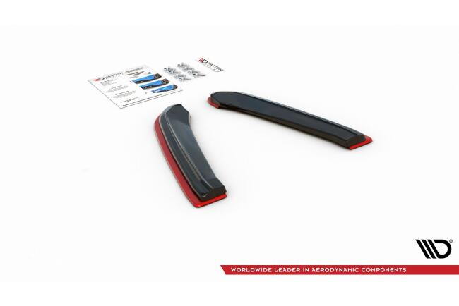 Maxton Design Diffusor Flaps V.2 für Seat Leon 3 (Typ 5F) Cupra ST Facelift Hochglanz schwarz + rote Streifen