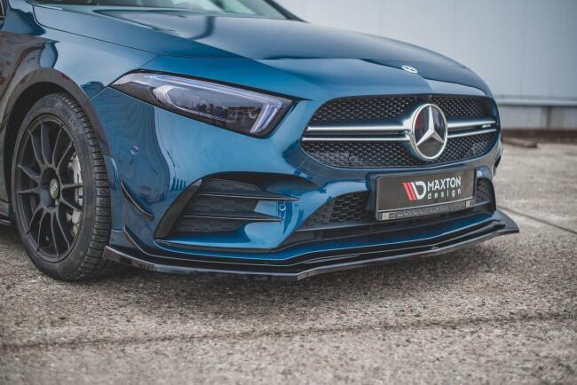 Maxton Design Frontlippe V.2 für Mercedes A35 AMG Aero W177 (2018-2023)Hochglanz schwarz