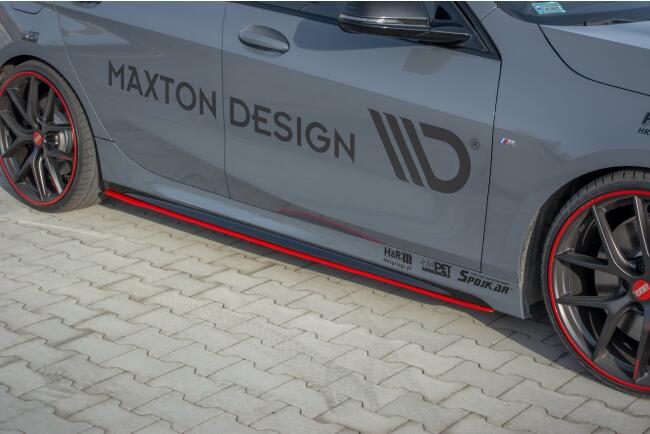 Maxton Design Seitenschweller (Paar) V.2 für BMW 1er F40 M Paket / M135i Hochglanz rot