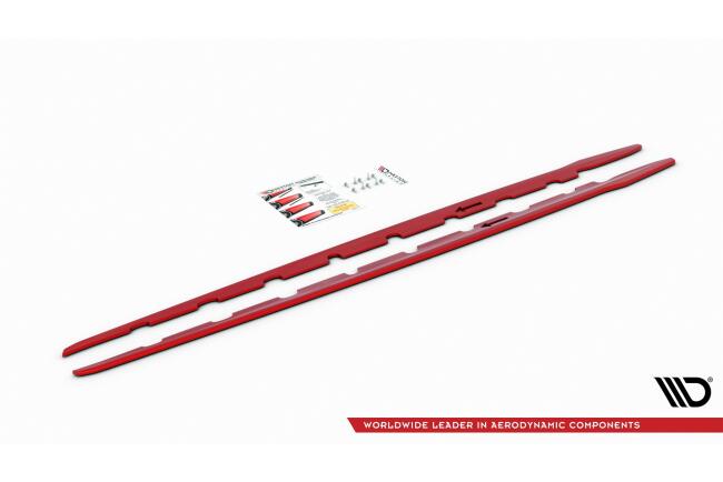 Maxton Design Seitenschweller (Paar) V.2 für BMW 1er F40 M Paket / M135i Hochglanz rot