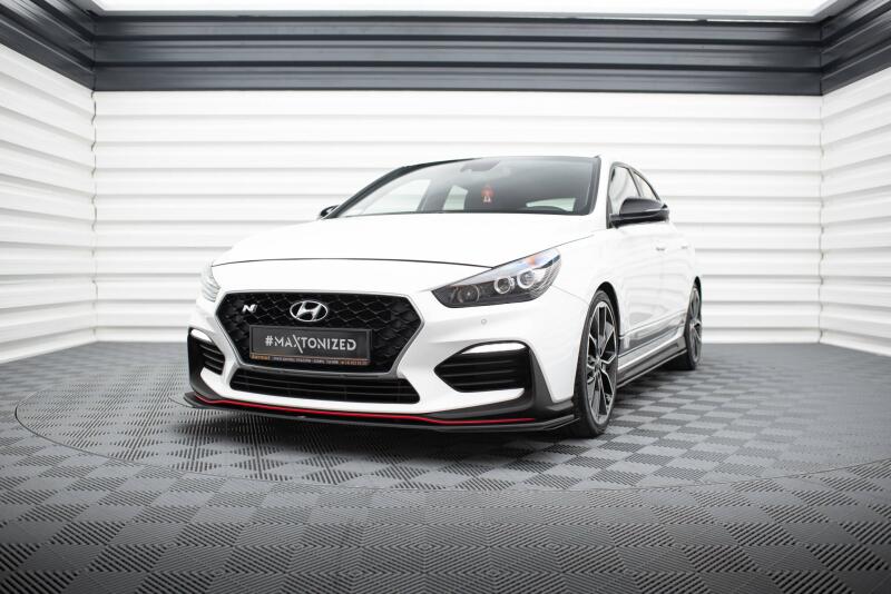 Maxton Design Street Pro Frontlippe V.2 für Hyundai I30 N Mk3 Hatchback / Fastback schwarz + Glanz Flaps