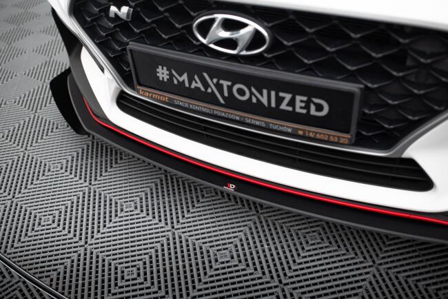 Maxton Design Street Pro Frontlippe V.2 für Hyundai I30 N Mk3 Hatchback / Fastback schwarz + Glanz Flaps