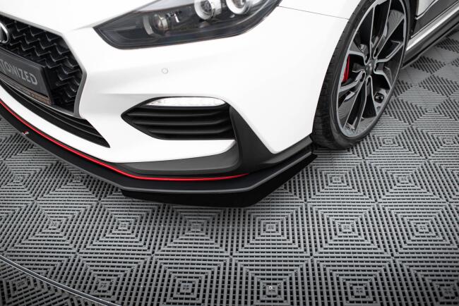 Maxton Design Street Pro Frontlippe V.2 für Hyundai I30 N Mk3 Hatchback / Fastback schwarz + Glanz Flaps