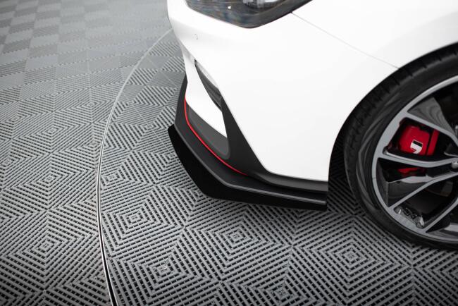 Maxton Design Street Pro Frontlippe V.2 für Hyundai I30 N Mk3 Hatchback / Fastback schwarz + Glanz Flaps