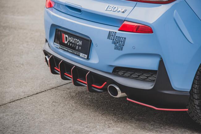 Maxton Design Street Pro Heckdiffusor V.2 für Hyundai I30 N Mk3 Hatchback matt schwarz