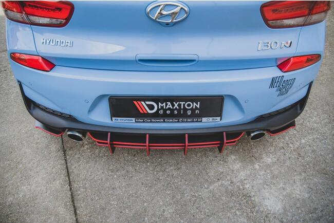 Maxton Design Racing Heckdiffusor V.3 für Hyundai I30 N Mk3 Hatchback matt schwarz