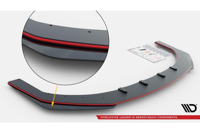 Maxton Design Street Pro Frontlippe für Ford Focus ST / ST-Line Mk4 rot + Glanz Flaps