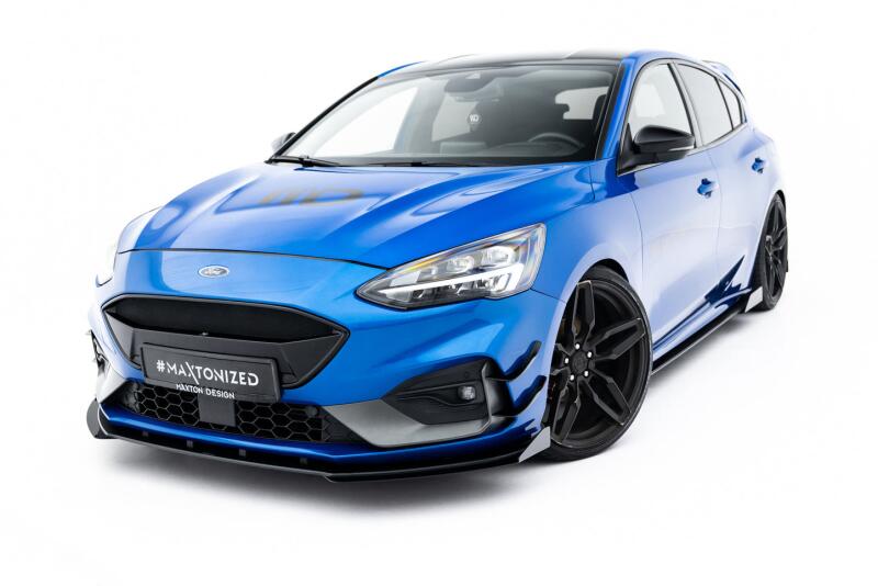 Maxton Design Street Pro Frontlippe für Ford Focus ST / ST-Line Mk4 schwarz + Glanz Flaps