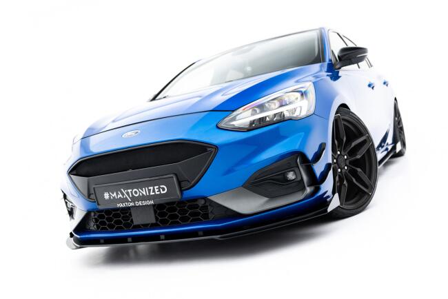 Maxton Design Street Pro Frontlippe für Ford Focus ST / ST-Line Mk4 schwarz + Glanz Flaps