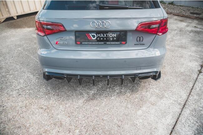 Maxton Design Street Pro Diffusor Flaps für Audi RS3 8V Sportback vor Facelift matt schwarz
