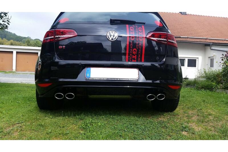 Sportauspuff und Heckdiffusor R Look für VW Golf 7 2012-2016 Endrohre 95x65mm