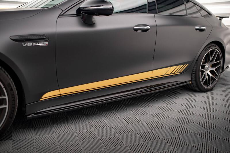 Maxton Design Seitenschweller (Paar) für Mercedes GT 63 AMG S 4 Türer Coupe Hochglanz schwarz