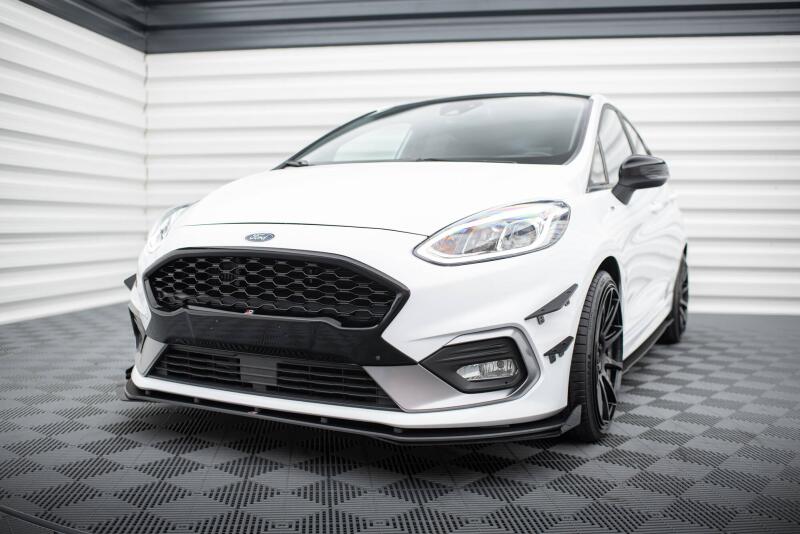 Maxton Design Street Pro Frontlippe für Ford Fiesta ST / ST-Line Mk8 schwarz + Glanz Flaps