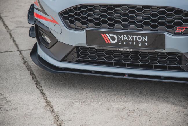 Maxton Design Street Pro Frontlippe für Ford Fiesta ST / ST-Line Mk8 schwarz + Glanz Flaps