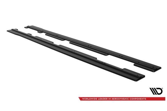 Maxton Design Street Pro Seitenschweller (Paar) für Ford Fiesta ST / ST-Line Mk8 schwarz mit roten Streifen