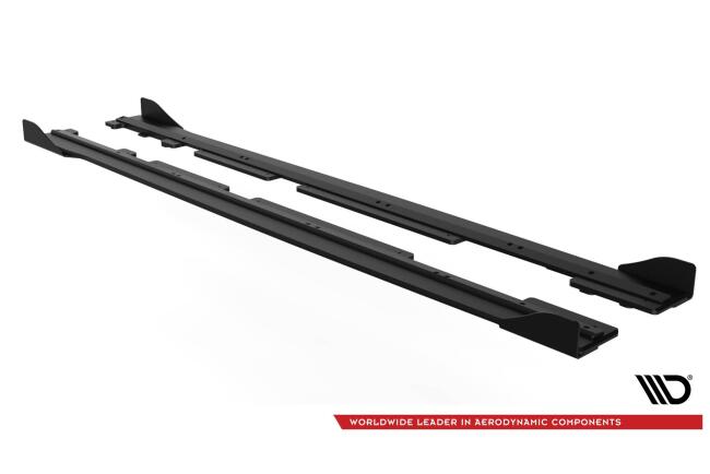 Maxton Design Street Pro Seitenschweller (Paar) V.2 für Ford Fiesta ST / ST-Line Mk8 matt schwarz mit Hochglanz Flaps