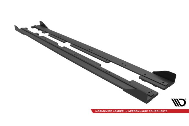 Maxton Design Street Pro Seitenschweller (Paar) V.2 für Ford Fiesta ST / ST-Line Mk8 matt schwarz mit Hochglanz Flaps