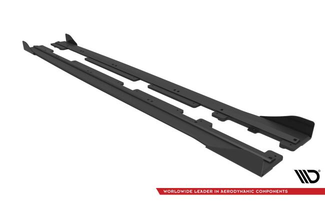 Maxton Design Street Pro Seitenschweller (Paar) V.2 für Ford Fiesta ST / ST-Line Mk8 matt schwarz mit Hochglanz Flaps