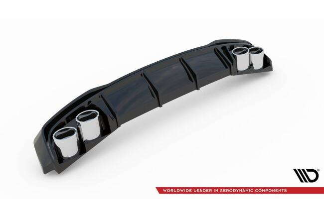 Maxton Design Heckdiffusor mit Sportauspuff Attrappe Schwarz für Audi A7 C8 S-Line
