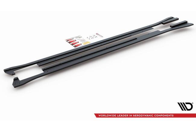Maxton Design Street Pro Seitenschweller (Paar) für VW Arteon R-Line schwarz mit roten Streifen