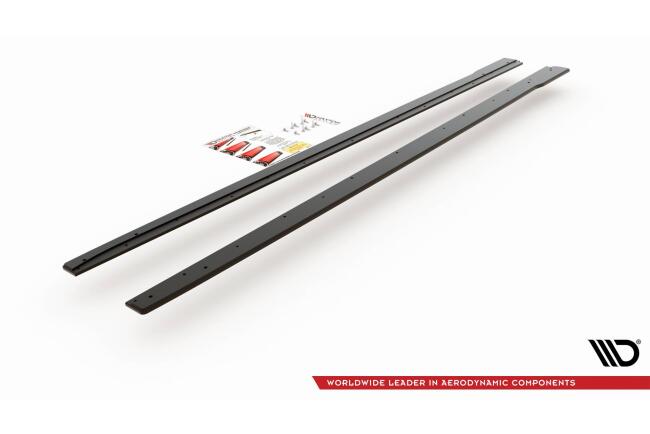 Maxton Design Street Pro Seitenschweller (Paar) für VW Polo 6 GTI schwarz mit roten Streifen