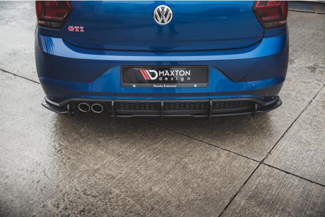Maxton Design Street Pro Heckdiffusor für VW Polo 6 GTI mit roten Streifen