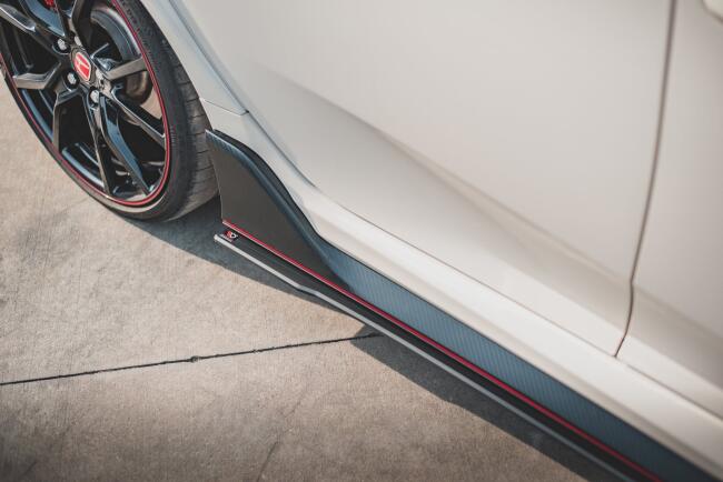 Maxton Design Street Pro Seitenschweller (Paar) V.2 für Honda Civic X Mk10 Type-R schwarz mit roten Streifen