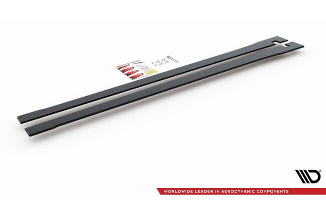 Maxton Design Street Pro Seitenschweller (Paar) V.2 für Honda Civic X Mk10 Type-R schwarz mit roten Streifen