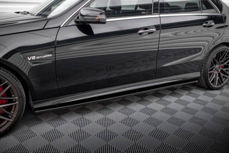 Maxton Design Seitenschweller (Paar) für Mercedes W212 Limousine AMG-Line / E63 AMG 2012-2016 Hochglanz schwarz
