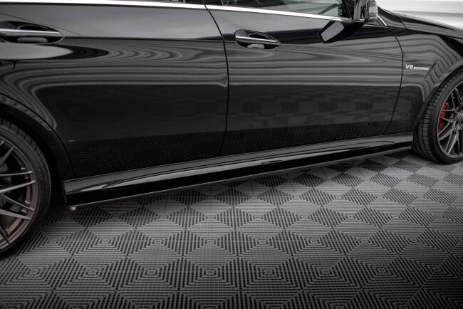 Maxton Design Seitenschweller (Paar) für Mercedes W212 Limousine AMG-Line / E63 AMG 2012-2016 Hochglanz schwarz