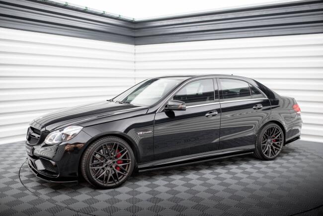 Maxton Design Seitenschweller (Paar) für Mercedes W212 Limousine AMG-Line / E63 AMG 2012-2016 Hochglanz schwarz
