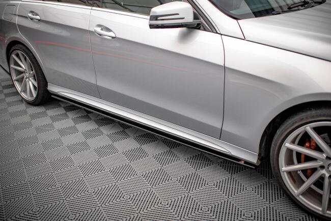 Maxton Design Seitenschweller (Paar) für Mercedes W212 Limousine AMG-Line / E63 AMG 2012-2016 Hochglanz schwarz