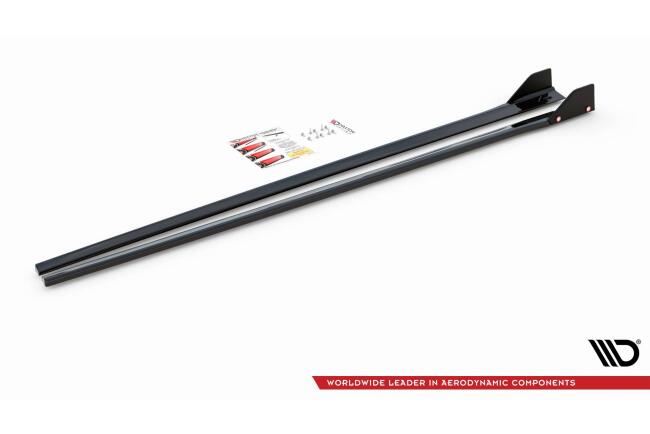 Maxton Design Seitenschweller (Paar) mit Flaps V.5 für Hyundai I30 N Mk3 Hatchback/Fastback Hochglanz schwarz