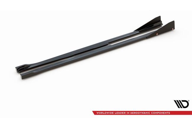 Maxton Design Seitenschweller (Paar) V.2 mit Flaps für Toyota GR Yaris Mk4 Hochglanz schwarz