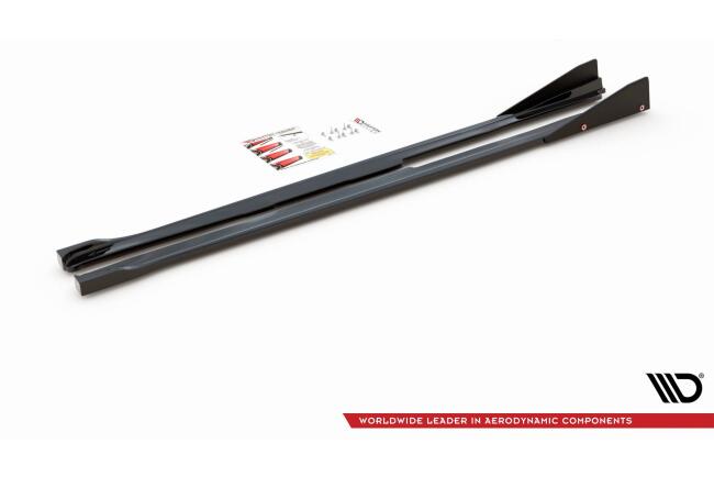 Maxton Design Seitenschweller (Paar) V.2 mit Flaps für Toyota GR Yaris Mk4 Hochglanz schwarz