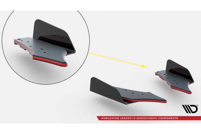 Maxton Design Street Pro Diffusor Flaps für Toyota GR Yaris Mk4 rot mit Hochglanz schwarzen Flaps