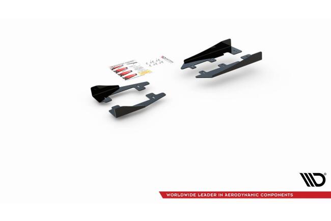 Maxton Design Street Pro Schweller Flaps für Ford Focus RS Mk3 Hochglanz schwarz