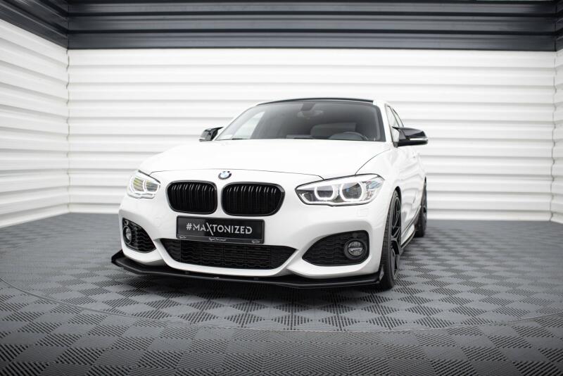 Maxton Design Street Pro Frontlippe V.3 für BMW 1er F20 M Paket Facelift / M140i schwarz + Glanz Flaps