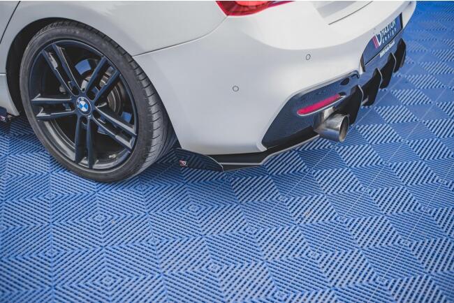 Maxton Design Street Pro Diffusor Flaps V.2 für BMW 1er F20 M Paket Facelift / M140i matt schwarz mit Hochglanz Flaps