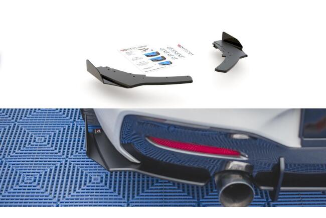 Maxton Design Street Pro Diffusor Flaps V.2 für BMW 1er F20 M Paket Facelift / M140i rot mit Hochglanz schwarzen Flaps