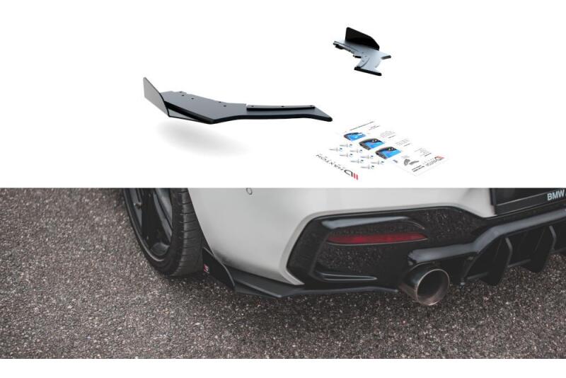 Maxton Design Street Pro Diffusor Flaps V.3 für BMW 1er F20 M Paket Facelift / M140i matt schwarz mit Hochglanz Flaps
