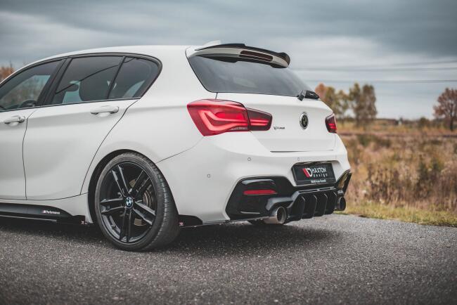 Maxton Design Street Pro Diffusor Flaps V.3 für BMW 1er F20 M Paket Facelift / M140i matt schwarz mit Hochglanz Flaps