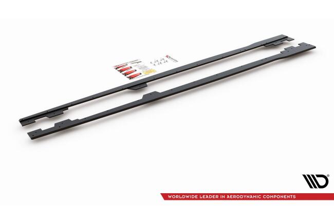 Maxton Design Street Pro Seitenschweller (Paar) für BMW 1er F21 M135i / M140i / M Paket schwarz mit roten Streifen