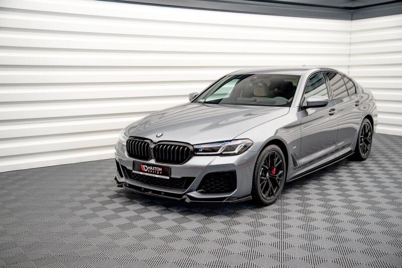 Maxton Design Frontlippe V.1 für BMW 5er M-Paket / M550i / M550d / G30 Limousine / G31 Touring Facelift 2020-2023 Hochglanz schwarz