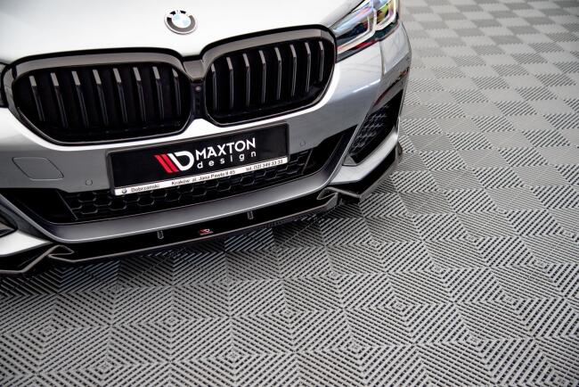 Maxton Design Frontlippe V.1 für BMW 5er M-Paket / M550i / M550d / G30 Limousine / G31 Touring Facelift 2020-2023 Hochglanz schwarz