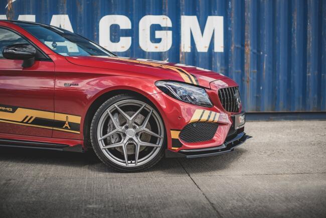 Maxton Design Street Pro Frontlippe für Mercedes C43 AMG C205 Coupe rot + Glanz Flaps