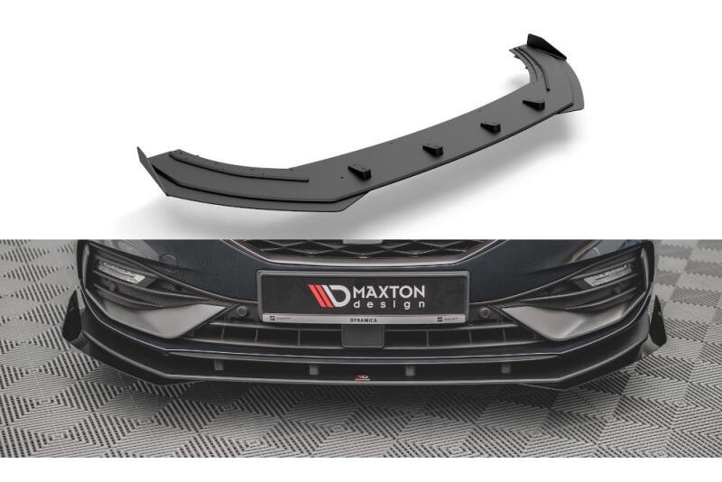 Maxton Design Street Pro Frontlippe für Seat Leon 4 (Typ KL) FR schwarz + Glanz Flaps